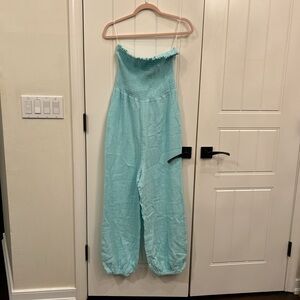 bobi Aqua Strapless Jumpsuit